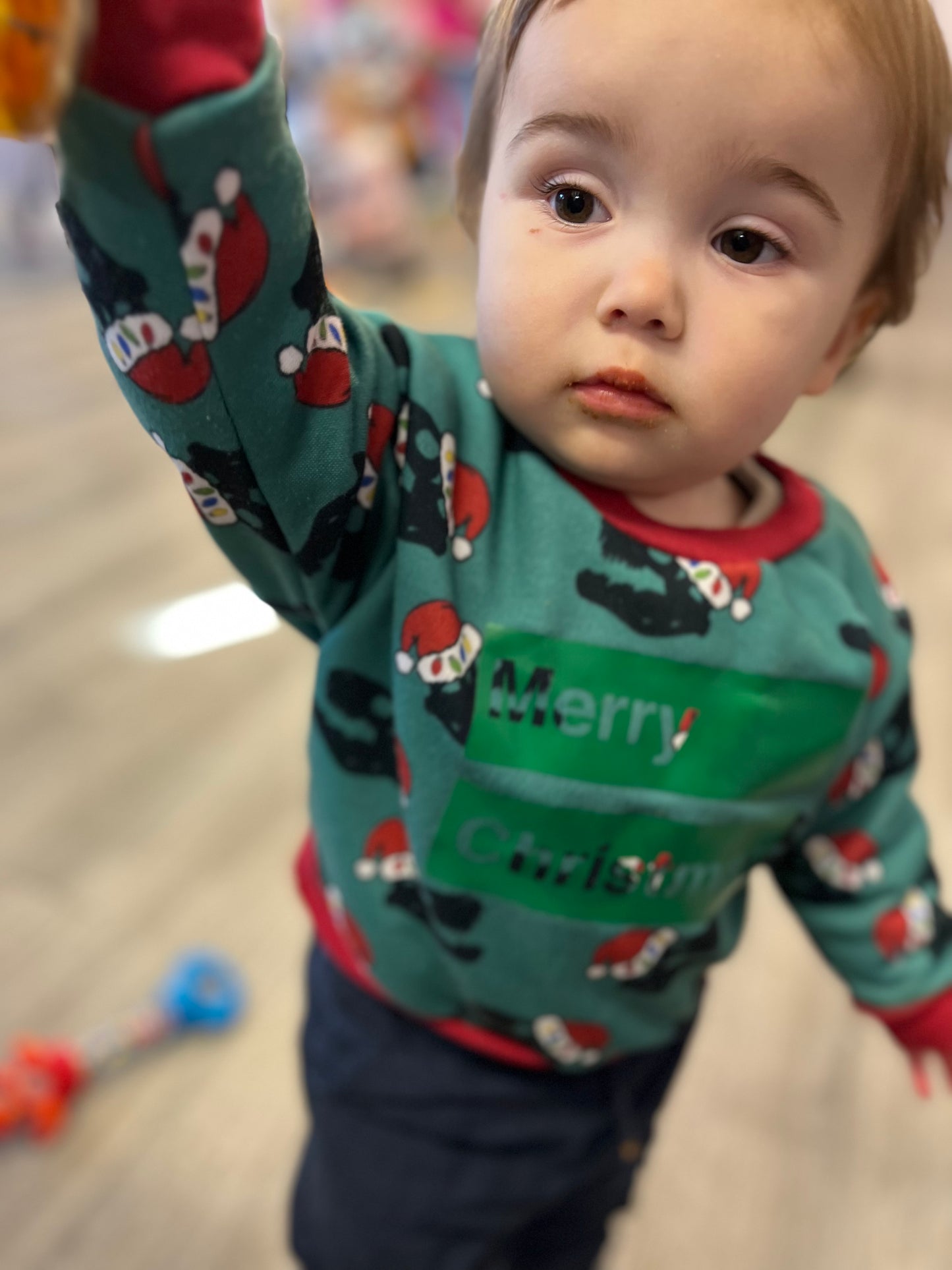 Dino Christmas Hat Print Sweatshirt